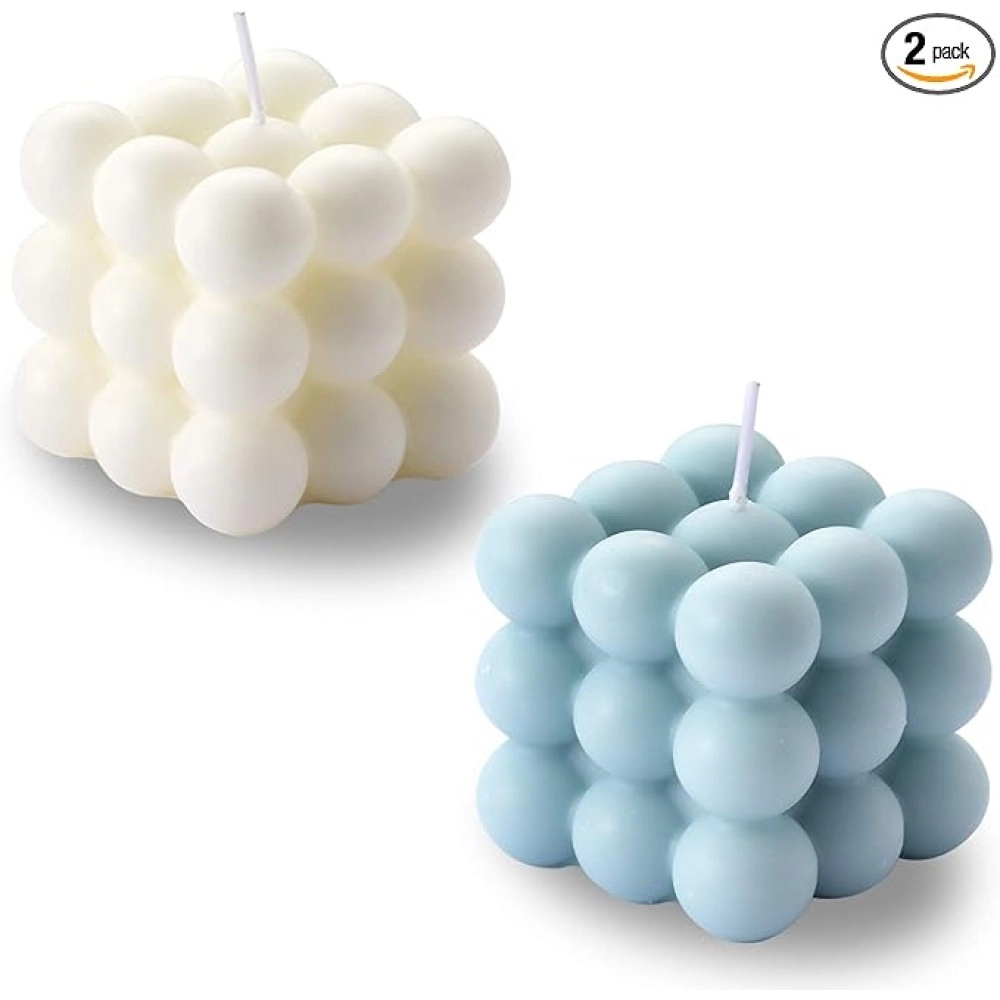 Bubble Candle - Cube Soy Wax Candles, Home Decor Candle, Scented Candle Set 2 Pieces, Home Use and Gifting