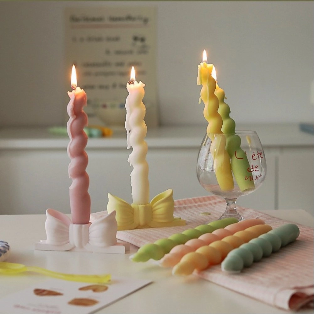 Spiral long stem scented candles twisted twist candles French retro atmosphere table decoration