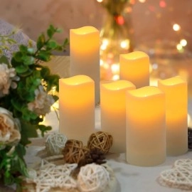 Flameless Flickering Candles Battery Operated LED Candles Set of 12 Ivory Candles with Remote