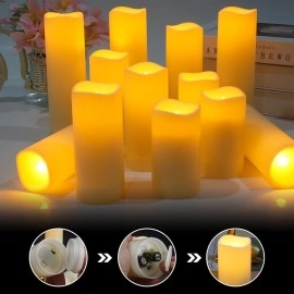 Flameless Flickering Candles Battery Operated LED Candles Set of 12 Ivory Candles with Remote