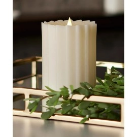 Fluted Seasonal Realistic Motion Flameless Electric LED Pillar Candle | 3D Moving Flame | Adjustable Brightness 