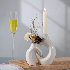 Special-shaped ceramic snuggle candle holder creative circle home decoration