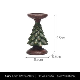 Retro Christmas tree candle holder ornaments home living room desktop decoration crafts resin candle holder