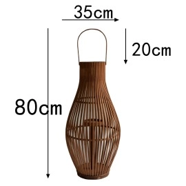 Retro floor candlestick natural bamboo lantern model room garden hall decoration ornaments