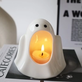 Ceramic ghost candlestick funny cute Nordic Halloween gift creative candle holder ornaments