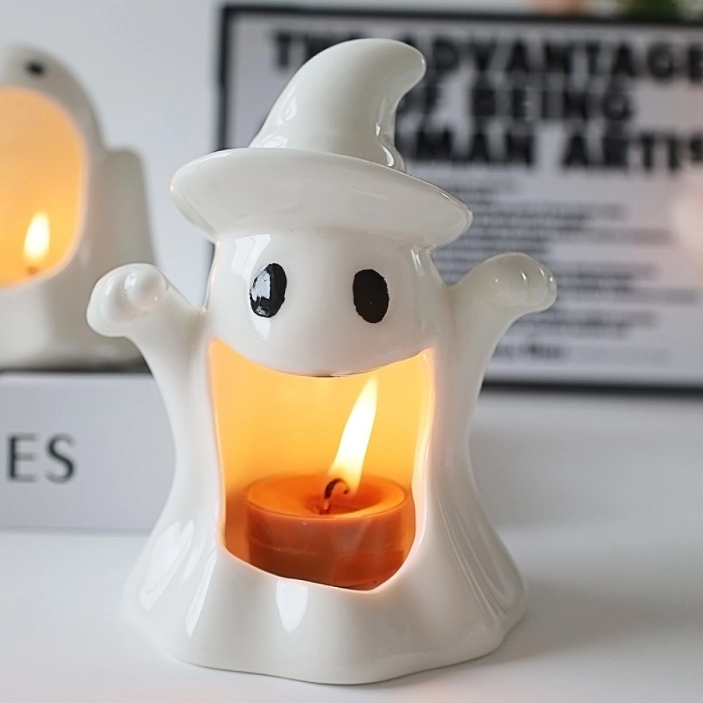 Ceramic ghost candlestick funny cute Nordic Halloween gift creative candle holder ornaments