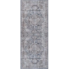 Machine Washable 2'6x6'6 Area Rug with Non Slip Backing for Living Room, Bedroom, Bathroom, Kitchen, Printed Vintage Home Decor