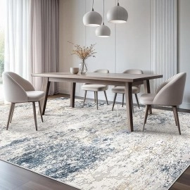 Area Rug Living Room Rugs - 5x8 Abstract Large Soft Indoor Washable Rug Neutral Modern Low Pile Carpet for Bedroom Dining Room