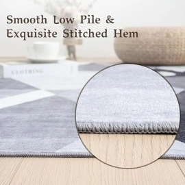 Washable Modern Area Rug - Geometric Style 5x7 Rugs for Living Room, Bedroom, Machine Washable Rug Soft Non Slip