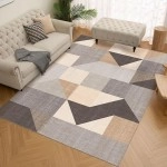 Washable Modern Area Rug - Geometric Style 5x7 Rugs for Living Room, Bedroom, Machine Washable Rug Soft Non Slip