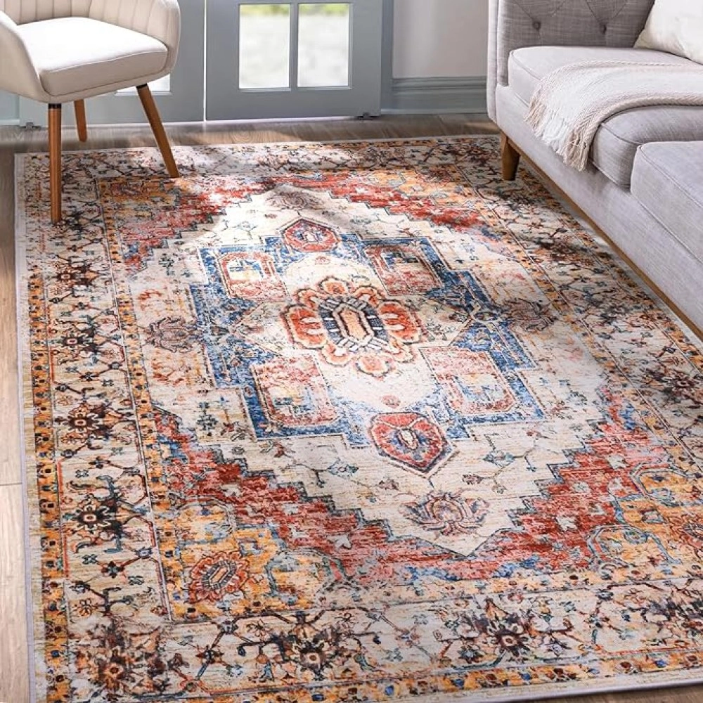 Area Rug 4x6, Washable Bedroom Rug, Soft Accent Rugs for Living Room Entryway Dining Room